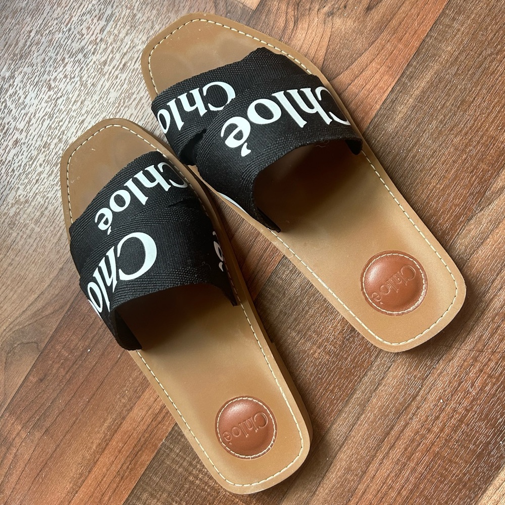 chloe woody sandals black
